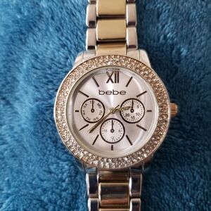 Bebe Women's Gold Watch with Crystal Accents